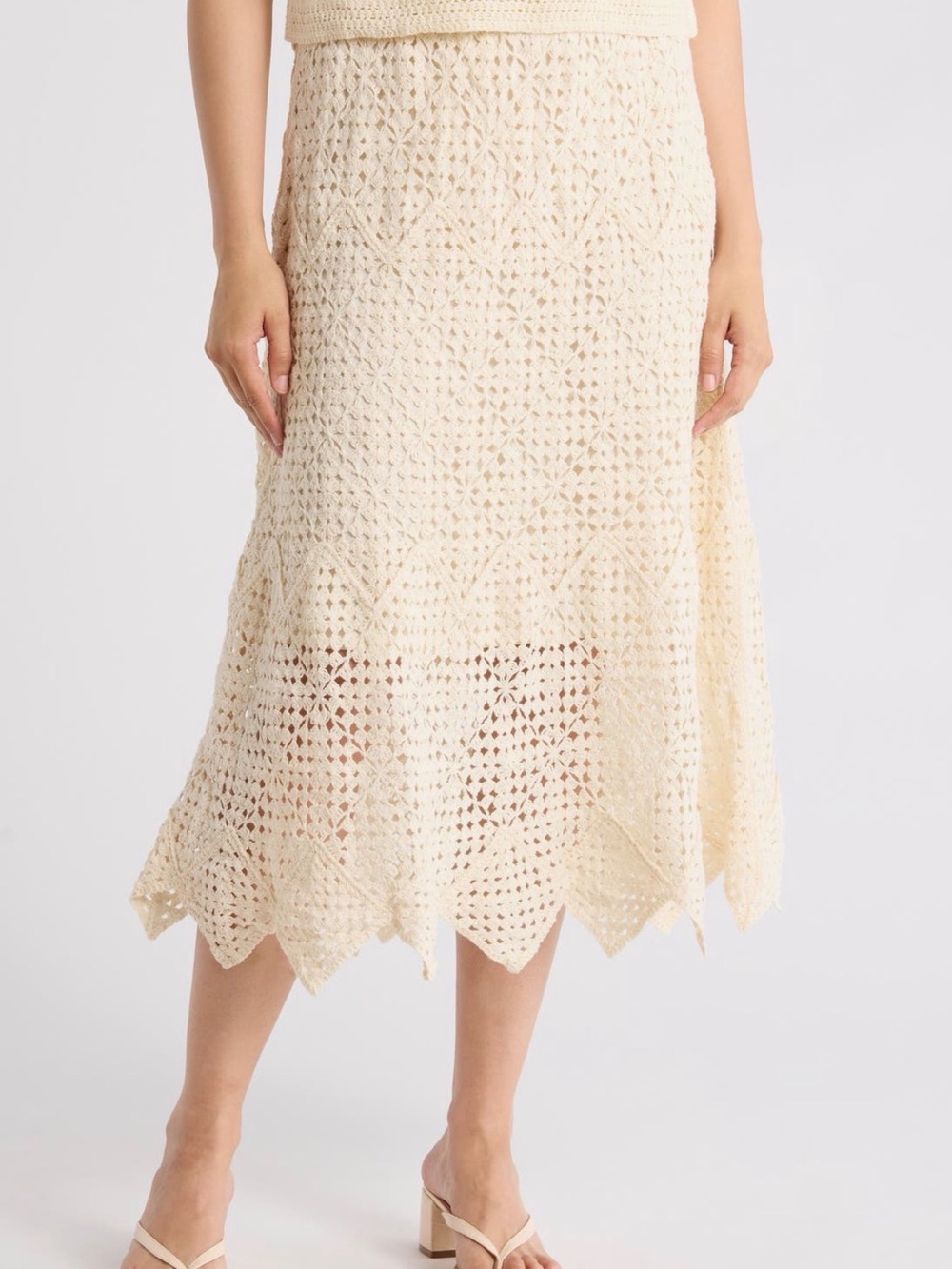 Adrianna Papell Crochet Midi Skirt in Cream - NEVER WORN!